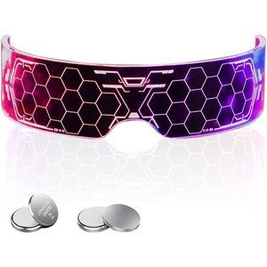 LED Visor Glasses Futuristic Light Up Sunglasses for Women Neon Luminous Goggles